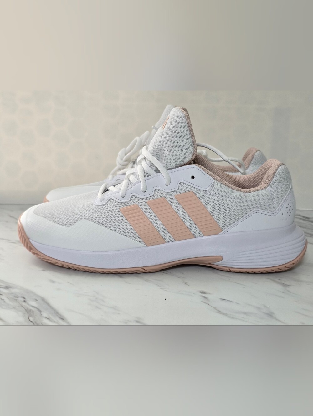 adidas White and Blush Women's Running Sneakers